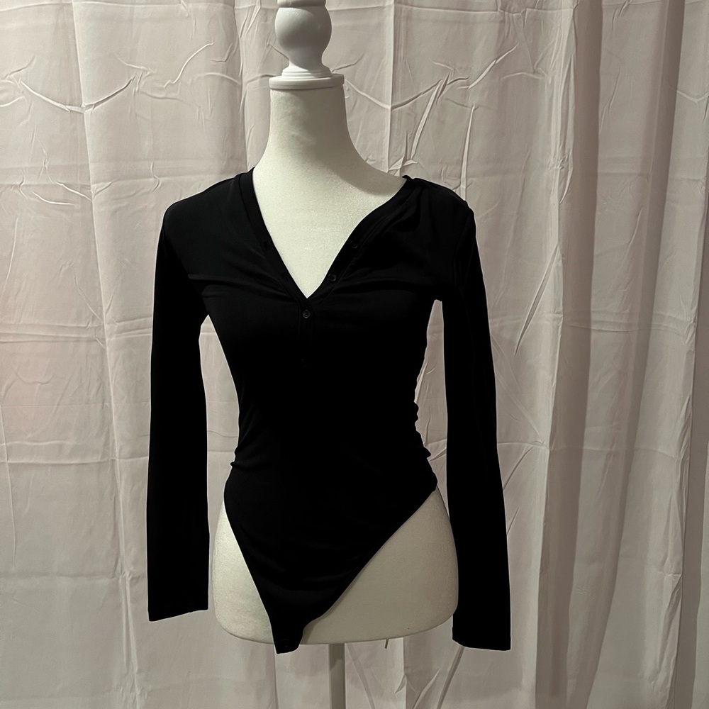 black button down body suit